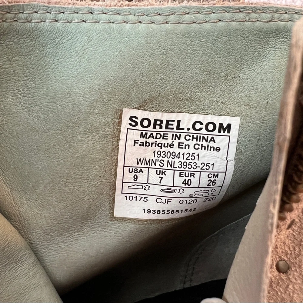 Sorel Joan Uptown Bootie Stud Sandy Tan Wedge Bootie US 9 Waterproof Suede - Picture 6 of 7
